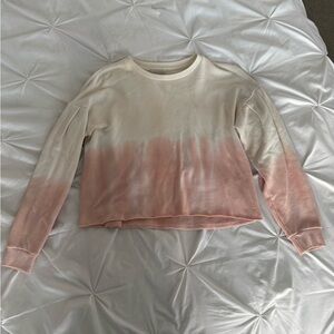 American Eagle Outfitters Cream and Pink Ombre Long Sleeve Top